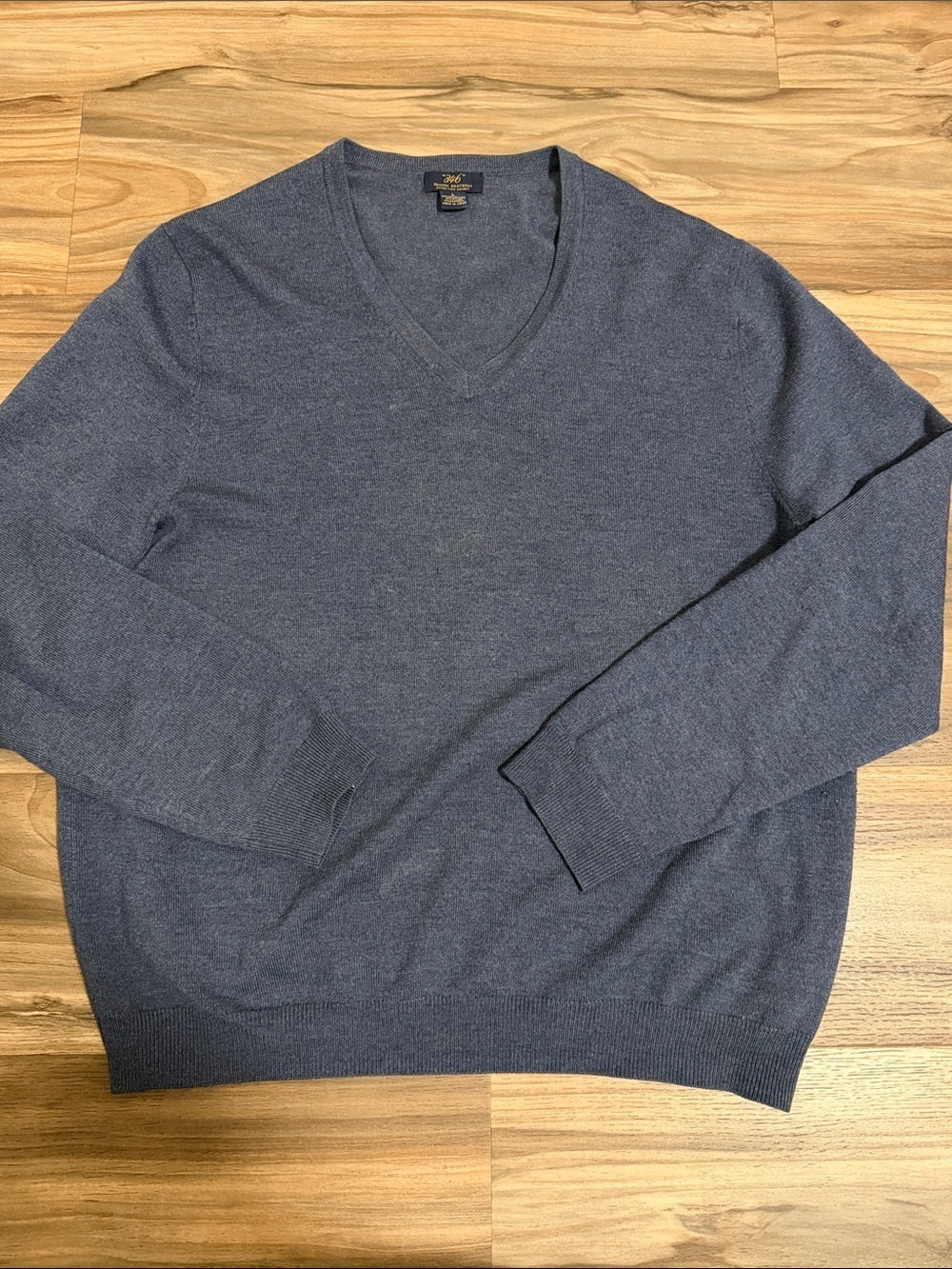 Brooks Brothers Sweater Mens L Blue Extra Fine Merino Blend V Neck Pullover Knit